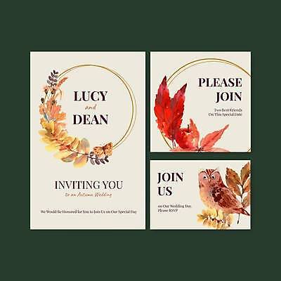 EPS 해외이미지 템플릿 한마리 결혼 단풍 낙엽 잎 일러스트 사람없음 청첩장 부엉이 베이지색 해외일러스트 식물 1 컬러 조류 카드_감사 이벤트 파일형식 벡터 이미지허브