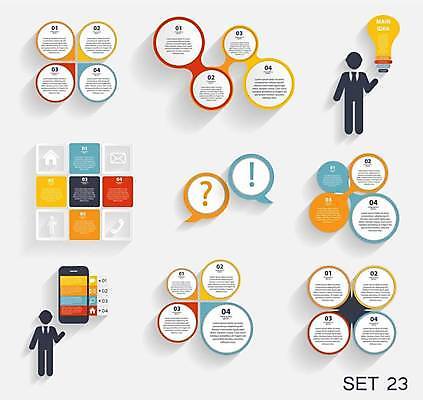 EPS 해외이미지 말풍선 일러스트 비즈니스 사람모양 사람없음 스마트폰 세트 인포그래픽 원형 전구모양 해외일러스트 모양 도형 전구 핸드폰 스마트기기 파일형식 벡터 이미지허브