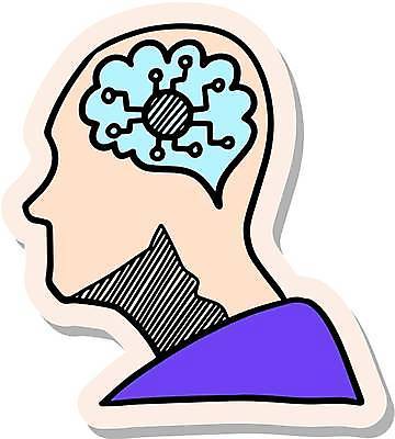 EPS 해외이미지 스티커 일러스트 사람없음 보라색 심볼 얼굴모양 두뇌 살구색 AI_인공지능 해외일러스트 모양 얼굴 컬러 뇌 파일형식 벡터 이미지허브