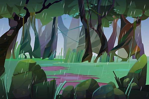 EPS 해외이미지 나무 길 백그라운드 일러스트 사람없음 비 해외일러스트 자연요소 식물 날씨 파일형식 벡터 이미지허브