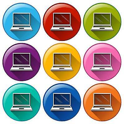 EPS 해외이미지 일러스트 사람없음 노트북 세트 컬러풀 원형 해외일러스트 도형 컬러 전자제품 파일형식 벡터 이미지허브