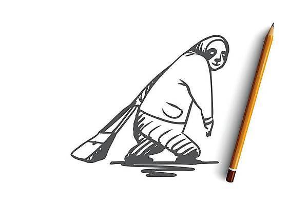 EPS 해외이미지 학생 교복 컨셉 가방 일러스트 들기 사람없음 스케치 손그림 나무늘보 해외일러스트 동물 잡화 옷 모션 미술 파일형식 벡터 이미지허브