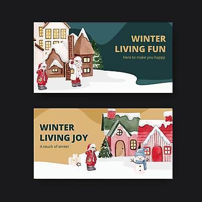 EPS 해외이미지 전신 남자 어린이 크리스마스 겨울 일러스트 눈사람 주택 털모자 들기 소년 세명 소년만 해외일러스트 모자_잡화 계절 기념일 모션 사람 건물 남자만 어린이만 파일형식 벡터 이미지허브