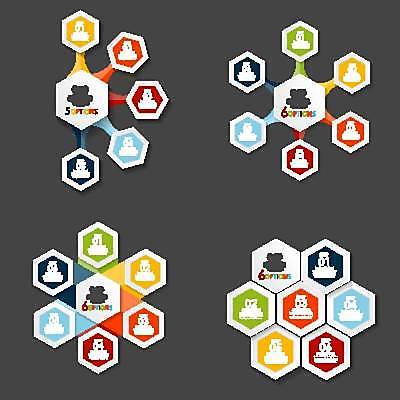 EPS 해외이미지 일러스트 비즈니스 그래프 사람모양 사람없음 그래픽 세트 자료 인포그래픽 정보 연결 육각형 목차 해외일러스트 모양 도형 파일형식 벡터 이미지허브