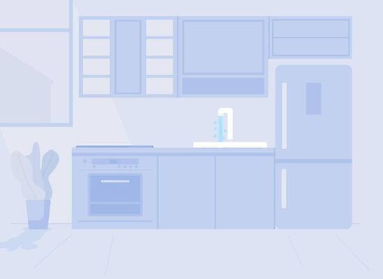 EPS 해외이미지 일러스트 사람없음 파란색 주방 싱크대 심플 냉장고 리빙 해외일러스트 컬러 가전제품 개수대 파일형식 벡터 이미지허브