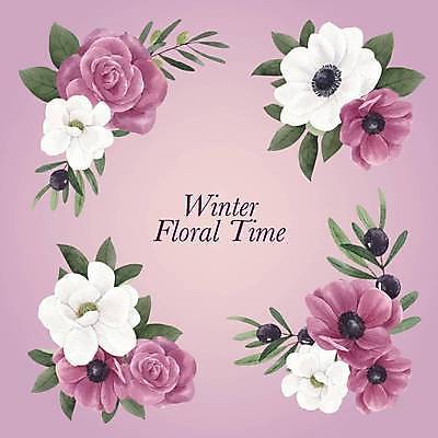 EPS 해외이미지 열매 잎 일러스트 프레임 사람없음 보라색 겨울꽃 해외일러스트 식물 꽃 컬러 겨울 파일형식 벡터 이미지허브