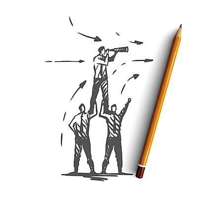 EPS 해외이미지 전신 응시 남자 화살표 컨셉 일러스트 비즈니스 협력 들기 성인 세명 망원경 비즈니스맨 스케치 손그림 얼굴없음 성인남자만 해외일러스트 시선 모션 미술 사람 직장인 남자만 성인만 파일형식 벡터 이미지허브