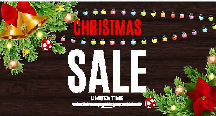 EPS 해외이미지 배너 리본 크리스마스 일러스트 이벤트 사람없음 세일 종 포인세티아 알전구 오너먼트 해외일러스트 기념일 꽃 크리스마스장식 전구 파일형식 벡터 이미지허브