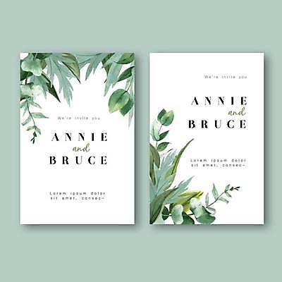 EPS 해외이미지 템플릿 잎 일러스트 사람없음 흰색 심플 초대장 해외일러스트 식물 컬러 카드_감사 파일형식 벡터 이미지허브