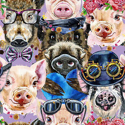 포토 JPG 해외이미지 캐릭터 안경 백그라운드 패턴 일러스트 나비넥타이 고글 사람없음 반려동물 화관 하트 돼지 멧돼지 스팀펑크 해외일러스트 모양 동물 잡화 꽃 무늬 포유류 넥타이 파일형식 이미지허브