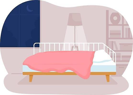 EPS 해외이미지 가구 일러스트 창문 침구 전등 사람없음 내부 고요 침실 방 침대 해외일러스트 생활용품 조명 파일형식 벡터 이미지허브