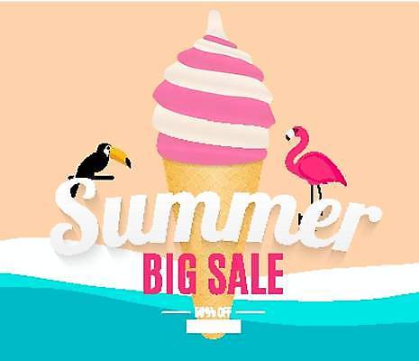 EPS 해외이미지 디자인 배너 파도 일러스트 아이스크림 해변 사람없음 여름 쇼핑 세일 플라밍고 빅세일 토코투칸 트로피컬아트 해외일러스트 계절 바다 조류 디저트 그림 파일형식 벡터 이미지허브