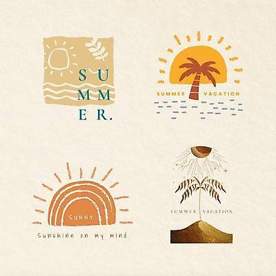 EPS 해외이미지 바다 일러스트 사람없음 세트 야자수 태양 사막 심볼 베이지색 해외일러스트 자연요소 나무 컬러 파일형식 벡터 이미지허브