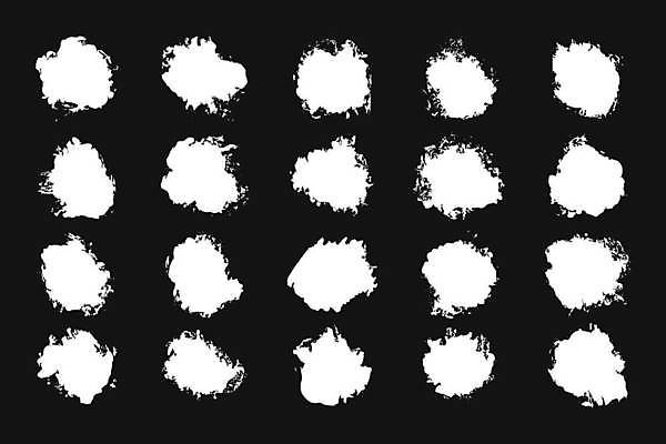 EPS 해외이미지 모양 일러스트 추상 수채화 잉크 미술 세트 검은색 페인트 흰색 붓 얼룩 수집 질감 페인트붓 고립 그런지 타격 해외일러스트 컬러 무늬 모션 문화예술 파일형식 벡터 이미지허브