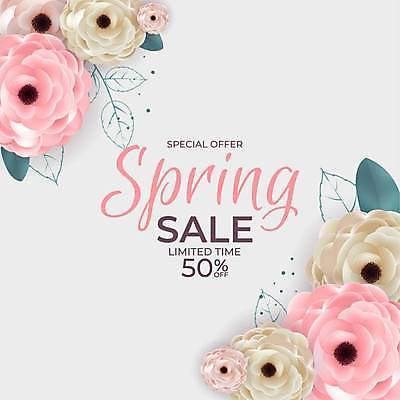 EPS 해외이미지 배너 꽃 잎 일러스트 이벤트 사람없음 세일 봄 50% 봄맞이 해외일러스트 식물 계절 퍼센트 파일형식 벡터 이미지허브