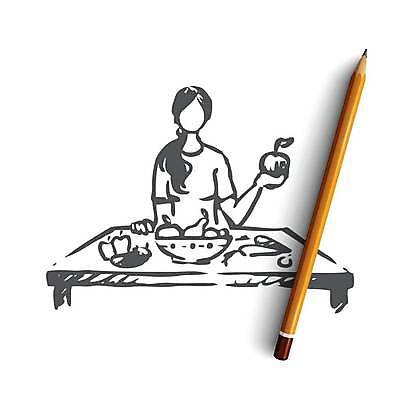 EPS 해외이미지 라이프스타일 여자 음식 컨셉 다이어트 과일 일러스트 건강 한명 들기 상반신 성인 사과 스케치 먹기 날씬함 손그림 얼굴없음 성인여자한명만 해외일러스트 1 모션 미술 사람 생활 몸매 여자한명만 성인여자만 파일형식 벡터 이미지허브