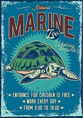 EPS 해외이미지 한마리 디자인 포스터 일러스트 사람없음 파란색 빈티지 거북이 해외일러스트 1 컬러 컨셉 파충류 파일형식 벡터 이미지허브