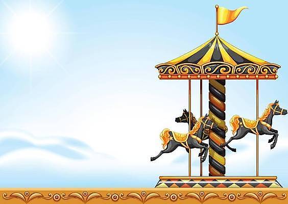 EPS 해외이미지 하늘색 일러스트 사람없음 놀이공원 회전목마 해외일러스트 파란색 테마파크 놀이기구 파일형식 벡터 이미지허브