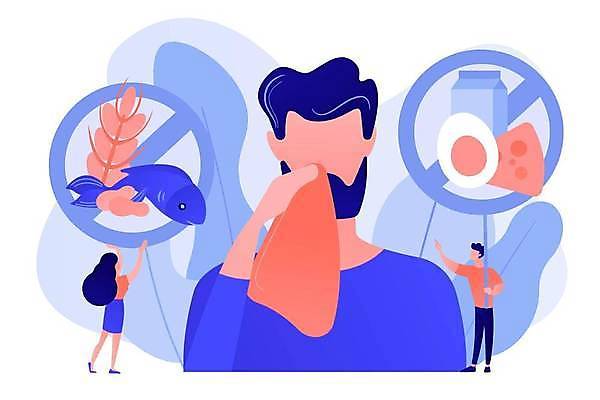 EPS 해외이미지 전신 여자 남자 일러스트 치즈 어류 들기 상반신 성인 세명 파란색 계란 팻말 우유 금지 화장지 밀 땅콩 닦기 알레르기 성인만 코랄 해외일러스트 컬러 모션 유제품 곡류 프레임 사람 알 수중동물 견과류 질병 파일형식 벡터 이미지허브