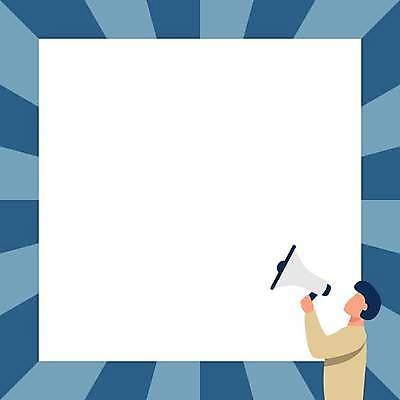 EPS 해외이미지 남자 일러스트 프레임 한명 들기 상반신 성인 파란색 확성기 외침 알림 성인남자한명만 카피스페이스 해외일러스트 1 컬러 모션 사람 소리 공백 남자한명만 성인남자만 파일형식 벡터 이미지허브