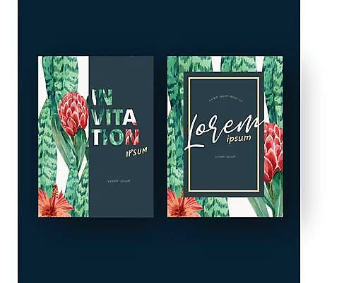 EPS 해외이미지 일러스트 사각프레임 프레임 타이포그라피 사람없음 초록색 열대꽃 열대잎 프레임일러스트 해외일러스트 문자 꽃 컬러 잎 사각형 파일형식 벡터 이미지허브