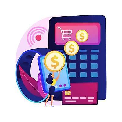 EPS 해외이미지 전신 여자 일러스트 한명 들기 성인 디지털 동전 계산기 풀잎 신용카드 전자상거래 스마트워치 핀테크 성인여자한명만 스마트페이 디지털라이프 해외일러스트 1 라이프스타일 잎 돈 모션 모바일 문구용품 사람 금융 스마트기기 장비 풀_식물 스마트 결제 웨어러블 여자한명만 성인여자만 파일형식 벡터 이미지허브