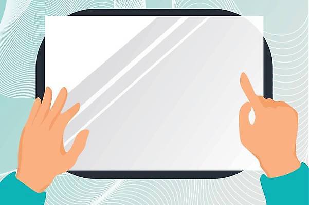 EPS 해외이미지 손 일러스트 프레임 손짓 신체부위 태블릿 사각형 가리킴 카피스페이스 해외일러스트 도형 모션 사람 전자제품 스마트기기 공백 파일형식 벡터 이미지허브