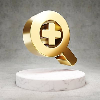 JPG 해외이미지 일러스트 돋보기 사람없음 3D 디지털 금색 황금 확대 심볼 광택 해외일러스트 컬러 디지털합성 파일형식 이미지허브