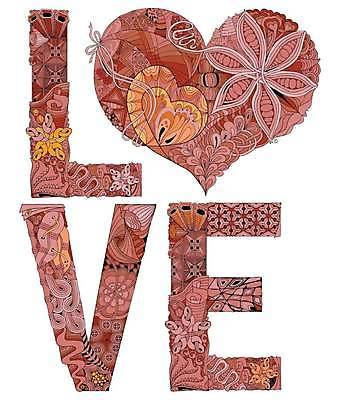 EPS 해외이미지 일러스트 사랑 타이포그라피 사람없음 빨간색 단어 하트 화려 젠탱글 해외일러스트 모양 문자 감정 컬러 컨셉 파일형식 벡터 이미지허브