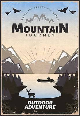 EPS 해외이미지 나무 디자인 실루엣 포스터 호수 여행 일러스트 조류 사슴 산 한명 성인 노을 빈티지 보트 숲속 성인한명만 해외일러스트 자연요소 식물 동물 1 컨셉 배_교통 포유류 촬영기법 사람 숲 성인만 파일형식 벡터 이미지허브