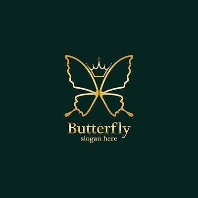 EPS 해외이미지 디자인 나비 일러스트 왕관 사람없음 초록색 금색 고급 우아함 해외일러스트 컬러 곤충 컨셉 파일형식 벡터 이미지허브