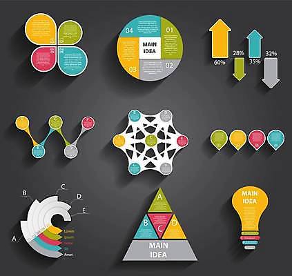 EPS 해외이미지 화살표 일러스트 비즈니스 전구 그래프 사람없음 그래픽 세트 사각형 자료 인포그래픽 정보 원형 삼각형 연결 전구모양 해외일러스트 모양 도형 파일형식 벡터 이미지허브