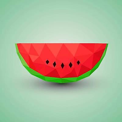 EPS 해외이미지 일러스트 단면 수박 사람없음 빨간색 폴리곤 해외일러스트 컬러 과일 파일형식 벡터 이미지허브