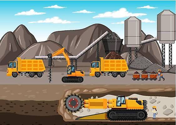 EPS 해외이미지 전신 여자 남자 일러스트 하늘 건설업 공사 서기 성인 두명 수레 운반 중장비 밀기 드릴 산업현장 덤프트럭 공업현장 땅속 땅파기 성인만 건설근로자 해외일러스트 직업 산업 모션 사람 카트 건설현장 트럭 공구 산업장비 파일형식 벡터 이미지허브