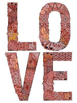 EPS 해외이미지 일러스트 사랑 타이포그라피 사람없음 빨간색 단어 화려 젠탱글 해외일러스트 문자 감정 컬러 컨셉 파일형식 벡터 이미지허브