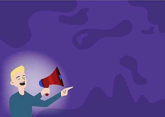 EPS 해외이미지 남자 곡선 일러스트 입벌림 한명 들기 상반신 성인 보라색 확성기 외침 가리킴 알림 성인남자한명만 카피스페이스 해외일러스트 1 선 컬러 모션 표정 사람 손짓 소리 공백 남자한명만 성인남자만 파일형식 벡터 이미지허브