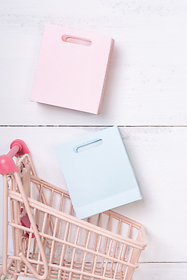 포토 JPG 해외이미지 실내 사람없음 쇼핑 쇼핑백 쇼핑카 미니어처 오브젝트 흰배경 해외포토 백그라운드 가방 내부 모형 카트 흰색 파일형식 이미지허브