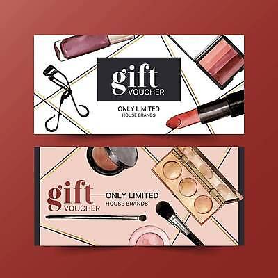 EPS 해외이미지 영어 분홍색 일러스트 선물 타이포그라피 사람없음 화장품 립스틱 상품권 섀도우브러쉬 섀도우팔레트 속눈썹집게 팩트 해외일러스트 문자 컬러 집게 뷰티 메이크업브러쉬 파일형식 벡터 이미지허브