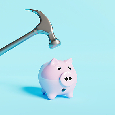 포토 JPG 해외이미지 하늘색 사람없음 3D 놀람 손상 돼지저금통 망치 디지털합성 해외포토 감정 컨셉 표정 파란색 저금통 공구 파일형식 이미지허브