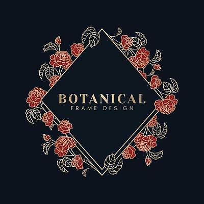 EPS 해외이미지 잎 일러스트 프레임 사람없음 장미 화려 분위기 라인아트 마름모 보테니컬아트 해외일러스트 도형 식물 꽃 선 컨셉 파일형식 벡터 이미지허브