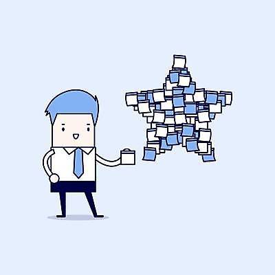 EPS 해외이미지 전신 남자 별 허리손 하늘색 일러스트 한명 서기 들기 성인 비즈니스맨 비즈니스캐릭터 포스트잇 붙이기 성인남자한명만 해외일러스트 일러캐릭터 자연요소 캐릭터 1 포즈 비즈니스 모션 사람 파란색 메모지 직장인 남자한명만 성인남자만 파일형식 벡터 이미지허브