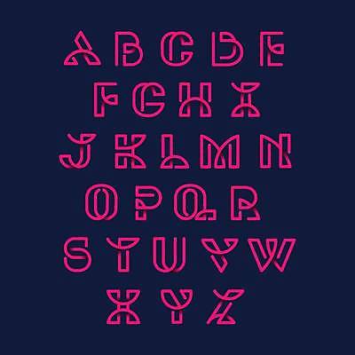 EPS 해외이미지 알파벳 분홍색 일러스트 대문자 사람없음 세트 남색 라인아트 복고 조합형타이포 해외일러스트 영어 선 컬러 타이포그라피 파일형식 벡터 이미지허브