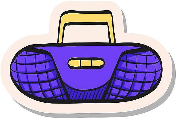 EPS 해외이미지 스티커 일러스트 사람없음 보라색 심볼 라디오 해외일러스트 컬러 전자제품 파일형식 벡터 이미지허브