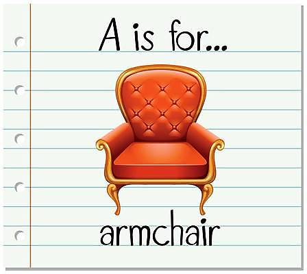 EPS 해외이미지 알파벳 영어 일러스트 영어교육 사람없음 단어 안락의자 A 단어카드 해외일러스트 문자 교육 의자 파일형식 벡터 단어장 이미지허브