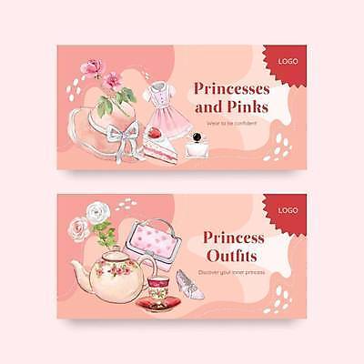 EPS 해외이미지 템플릿 원피스 꽃 구두 분홍색 일러스트 사람없음 핸드백 조각케이크 찻잔 찻주전자 향수 해외일러스트 식물 옷 컬러 신발 가방 주전자 잔 케이크 화장품 파일형식 벡터 이미지허브