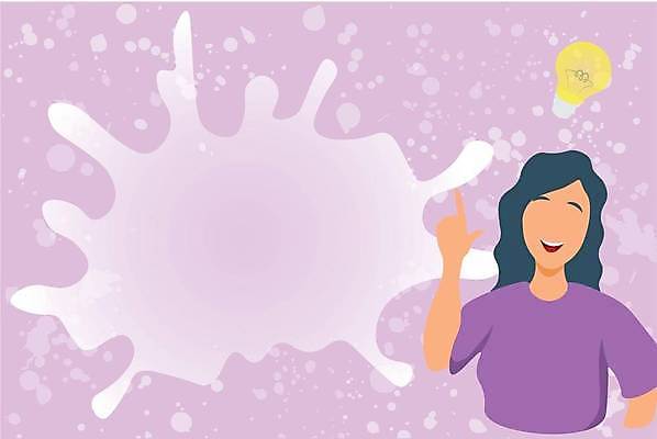 EPS 해외이미지 여자 백그라운드 일러스트 전구 프레임 한명 웃음 손짓 성인 보라색 가리킴 얼굴없음 성인여자한명만 카피스페이스 해외일러스트 1 컬러 모션 표정 사람 공백 여자한명만 성인여자만 파일형식 벡터 이미지허브