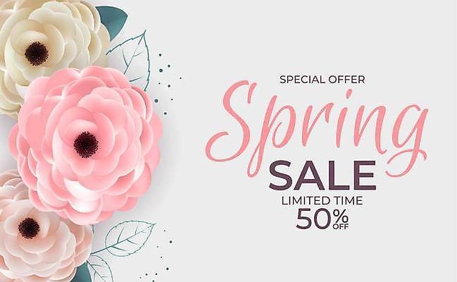 EPS 해외이미지 배너 꽃 잎 일러스트 이벤트 사람없음 세일 봄 50% 봄맞이 봄쇼핑 해외일러스트 식물 계절 쇼핑 퍼센트 파일형식 벡터 이미지허브