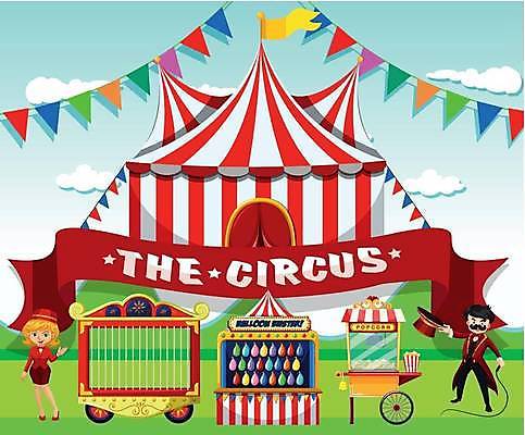 EPS 해외이미지 전신 여자 남자 리본 일러스트 서기 성인 두명 놀이공원 서커스 천막 가랜드 성인만 해외일러스트 모션 사람 테마파크 파티용품 파일형식 벡터 이미지허브