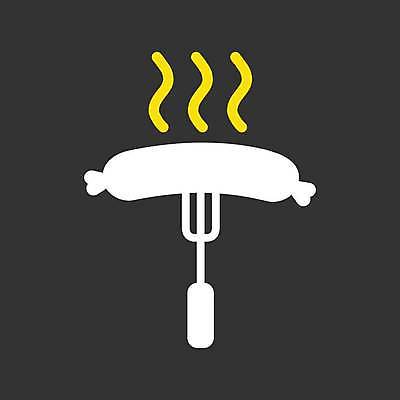 EPS 해외이미지 포크 일러스트 사람없음 노란색 검은색 소시지 해외일러스트 식기 컬러 가공식품 파일형식 벡터 이미지허브