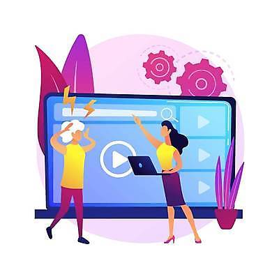 EPS 해외이미지 전신 여자 노년 화분 일러스트 들기 성인 두명 노트북 디지털 가리킴 풀잎 톱니바퀴 동영상 번개모양 여자만 디지털라이프 디지털래그 해외일러스트 모양 라이프스타일 잎 모션 사람 손짓 전자제품 풀_식물 번개 사회이슈 파일형식 벡터 이미지허브